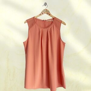 Soft Surroundings Chiffon Sleeveless Pleated Pullover Blouse Women’s L Peach